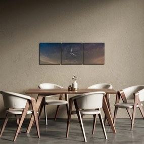 Tablou cu cerul nocturn (cu ceas) (90x30 cm)