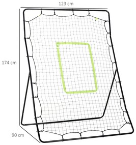 HOMCOM Plasă Rebounder Pliabilă pentru Fotbal și Baseball cu 21 de Corzi și Zonă de Precizie, 123x90x174 cm, Negru | Aosom Romania