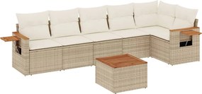 vidaXL Set canapele de grădină, 7 piese, cu perne, bej, poliratan