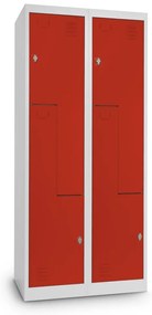 Dulap metalic Z, 80 x 50 x 180 cm, blocare, roșu - RAL 3000