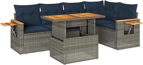 vidaXL Set mobilier grădină cu perne 6 piese gri poliratan/lemn acacia