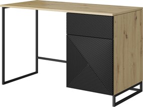 Birou Asha 120 cm cu sertar - craftsman / negru mat / negru ardezie
