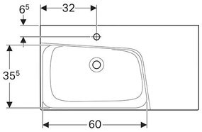 Lavoar cu blat, Geberit, Xeno2, asimetric, 90x48 cm, alb