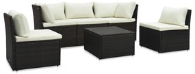vidaXL Set mobilier de grădină cu perne, 4 piese, maro, poliratan