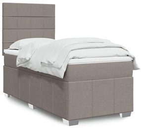 vidaXL Pat box spring cu saltea, gri taupe, 90x190 cm, textil