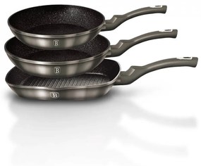 Set 3 tigai marmorate (3 straturi) Carbon Metalic Line Berlinger Haus BH 1274N