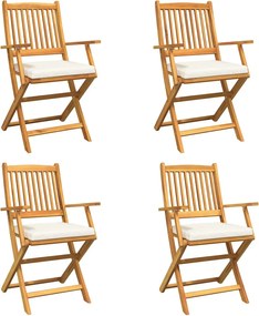 vidaXL Scaun pliant 4 pcs Alb 49 x 57.5 x 92cm Lemn masiv de acacia