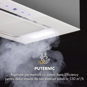 Klarstein Hektor, hotă de aspirare încastrată, 52 cm, 467 m³/h, LED, tactil, sticlă