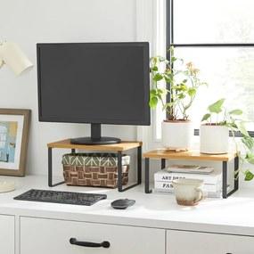 Set de organizatoare din bambus CEZAR, 2 piese, maro/negru SongmicsHome