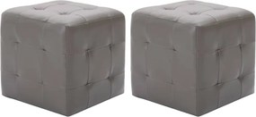vidaXL Noptiere, 2 buc., gri, 30x30x30 cm, piele ecologică