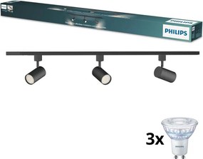 Philips - Spot LED dimabil pe șină, sistem EASYLINK 3xGU10/6,2W/230V 1m, negru