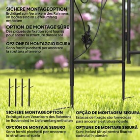 Outsunny Arc de Grădină cu Poartă și Grilaj pentru Plante Cățărătoare, 2,2x1 m, Negru | Aosom Romania