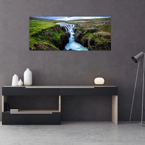 Tablou - Cascada intre stânci (120x50 cm)