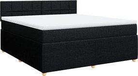 vidaXL Pat box spring cu saltea, negru, 180x200 cm, catifea