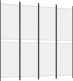 vidaXL Paravan de cameră cu 4 panouri, alb, 200x200 cm, textil