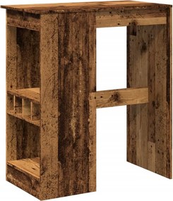 vidaXL Masă bar cu rafturi lemn vechi 90x47,5x103,5 cm lemn prelucrat