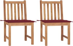 vidaXL Scaune de grădină cu perne, 2 buc., lemn masiv de tec