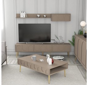 Set mobilier living Lyantela (tmavoBej + Auriu). 1107142