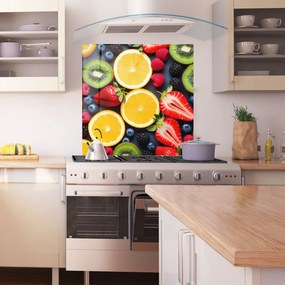 Panou Sticla Bucatarie, 100x100cm, Protectie aragaz, Antistropi, Termorezistent, Alimente, Fructe, Orange Fruit Mix