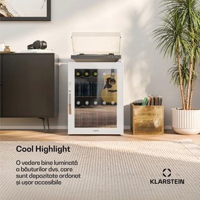 Klarstein Beersafe frigider pentru băuturi cu ușă din sticlă oglindă | 64 x 48 cm | 85 W | 60 litri | Alb