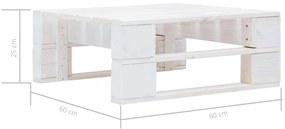 Set mobilier paleti cu perne alb 4 piese lemn pin alb tratat Gri taupe, 2x colt + suport pentru picioare + masa, Alb, 1