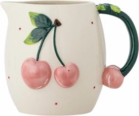 Carafă din ceramică cu cireșe sculptate, D15,5×H16 cm, roz, „Berrie"