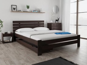 Pat inalt Paris, nuc 140x200 cm Saltele: Cu saltele Somnia 17 cm, Lamele de pat: Cu lamele curbate