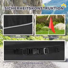 PawHut Remorcă pliabilă pentru câini cu reflectoare, ferestre din plasă, roți, ușă și steag de siguranță pentru câini până la 20 kg 138x70x89 cm Roșu | Aosom Romania