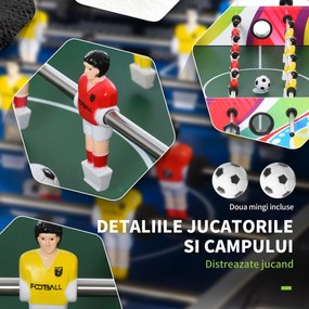 HOMCOM Masă de Fotbal cu 2 Panouri de Scor, din Lemn, Oțel Inoxidabil și Plastic, 86.5x43.5x63 cm, Multicolor | Aosom Romania