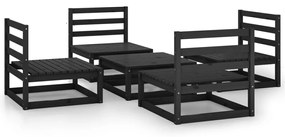 3075268 vidaXL Set mobilier de grădină, 5 piese, negru, lemn masiv de pin