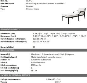 Sezlong pentru interior si exterior Bella Vista, negru 113642 HZ