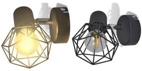 Aplice perete cadru sarma, stil industrial, negru, bec cu filament LED