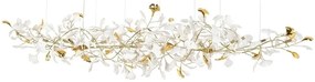 Lustra Suspendata, Metal Auriu, Petale Flori Albe, FLORA 250 PP