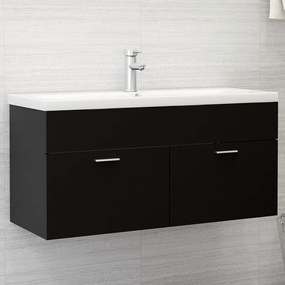 804675 vidaXL Dulap de chiuvetă, negru, 100x38,5x46cm, lemn prelucrat