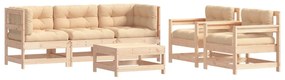 3185815 vidaXL Set mobilier relaxare de grădină & perne 6 piese lemn masiv pin