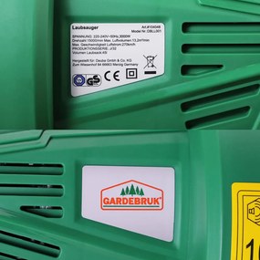 Gardebruk WOLF 104048 Aspirator electric de frunze 3 în 1 negru/verde