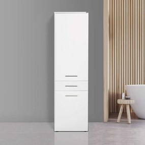 Dulap Baie cu cos de rufe Adore Diamond, usa reversibila, sertar, Alb Lucios, 52 x 38 x 187 cm