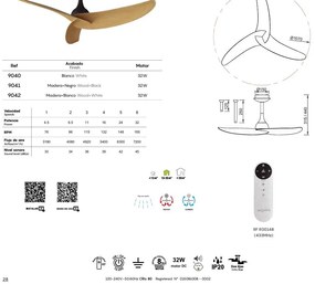 Ventilator cu 3 palete si telecomanda IPANEMA III negru/ aspect lemn MA-9041