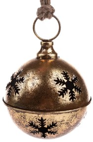 Clopoțel din metal cu decor de fulg, auriu, 17 x 22 cm