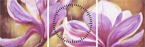 Tablou - Flori de magnolie (cu ceas) (90x30 cm)