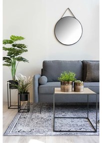 Oglindă Trapani oțel/piele artificială, neagră, ø60 cm