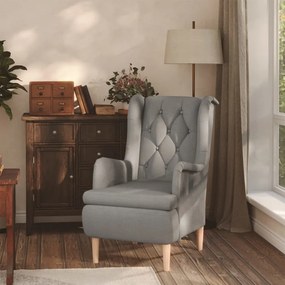 329384 vidaXL Fotoliu cu picioare din lemn de hevea, gri deschis, textil