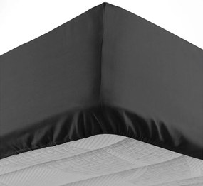 Cearceaf negru din bumbac cu elastic 180x200 cm Lina – douceur d'intérieur