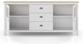 Comodă albă joasă din lemn de pin 180x80 cm Misti – Marckeric