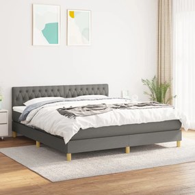 3140874 vidaXL Pat box spring cu saltea, gri închis, 180x200 cm, textil