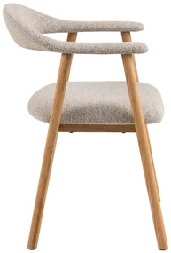 MAZZONI EXPORT ADELE Bej Latte (țesătură Monza 60)/cadru Stejar Natural - SCAUN DIN LEMN BOUCLÉ PENTRU SALON SUFRAGERIE BUCĂTĂRIE RETRO
