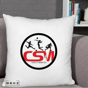 Perna Personalizata CSM Sighetu Marmatiei Sport, 40x40 cm, Alb Pufos, Husa Detasabila, Perna Inclusa, BEKZ®