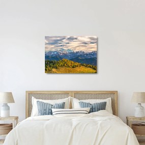 Tablou pe sticlă - panorama montană (70x50 cm)