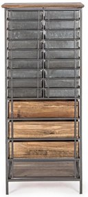 Comoda maro/gri din metal si lemn de Pin, 53 cm, Officina Bizzotto