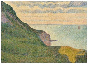 Tablou pe sticlă - Georges Seurat, Seascape at Port-en-Bessin, Normandy, reproducere (70x50 cm)